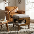 Cloud Haven™ ottoman cat hideaway walnut finish