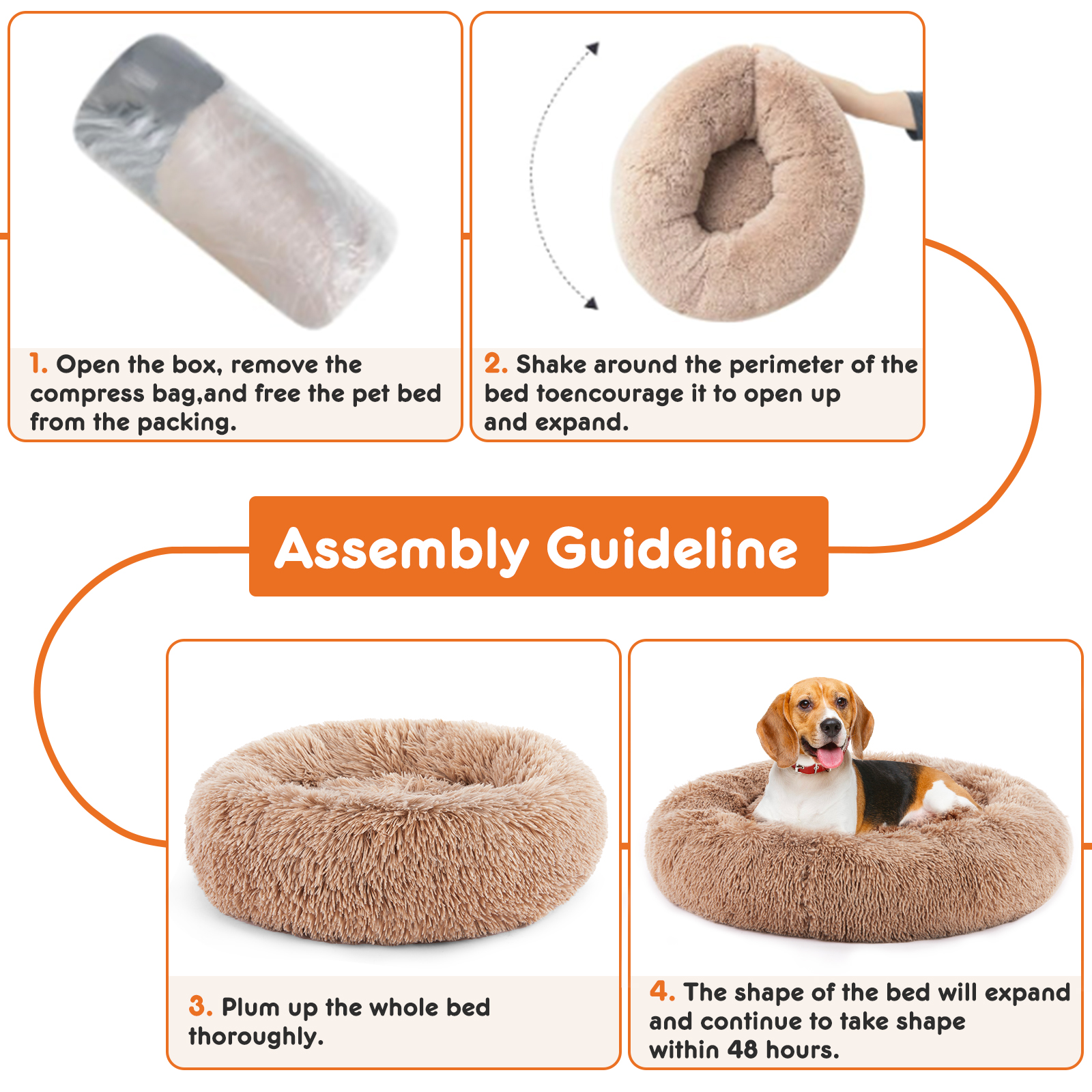 Cloud Calming Bed™ – Anti-Slip Plush Donut Bed for Dogs & Cats