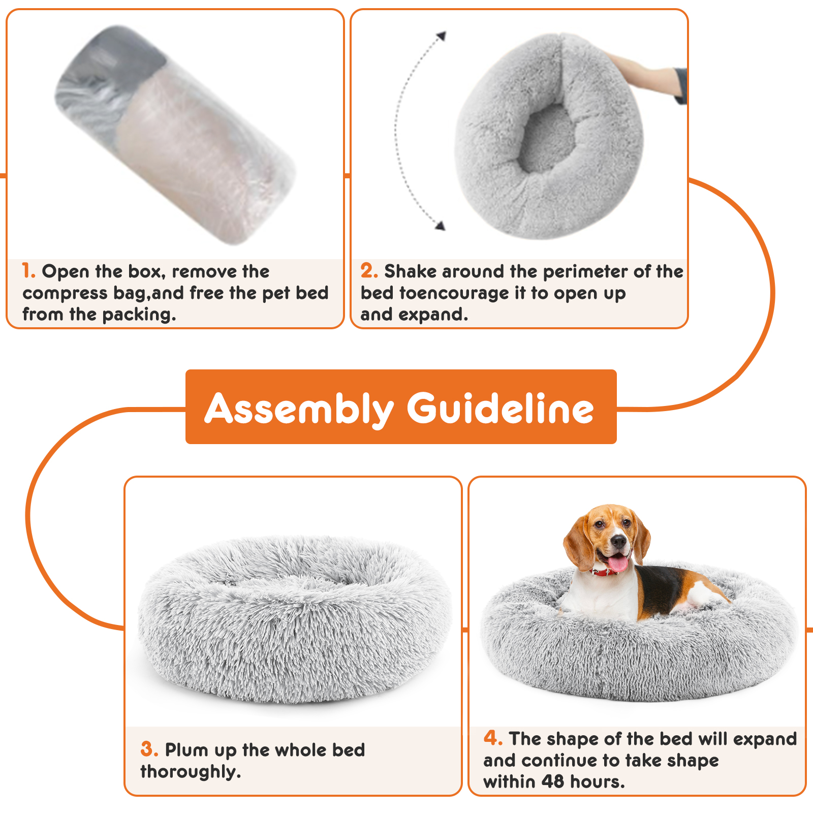 Cloud Calming Bed™ – Anti-Slip Plush Donut Bed for Dogs & Cats