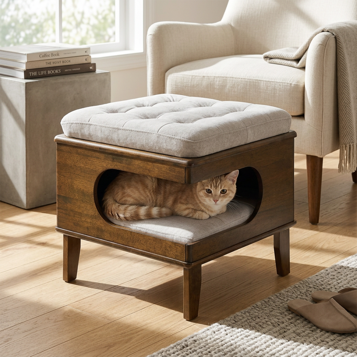 Cloud Haven™ 2-in-1 ottoman and cat cave