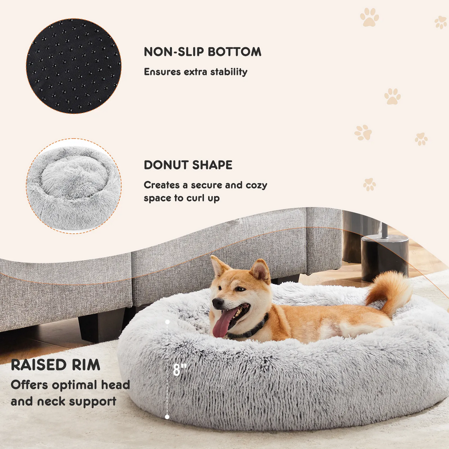 Cloud Calming Bed™ – Anti-Slip Plush Donut Bed for Dogs & Cats