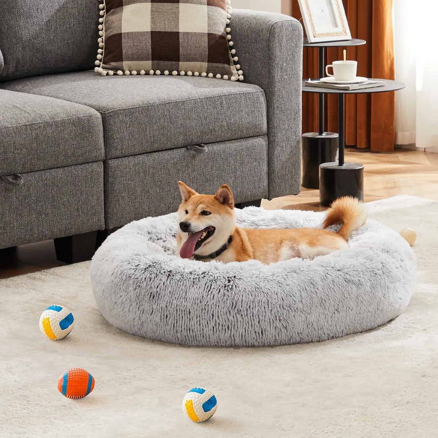 Cloud Calming Bed™ – Anti-Slip Plush Donut Bed for Dogs & Cats