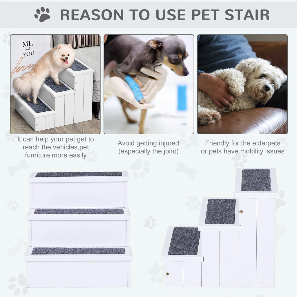 Why use pet stairs: easier access to furniture, less strain on joints, help for senior pets